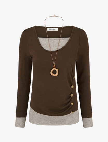 Pull fin bicolore effet trompe l&