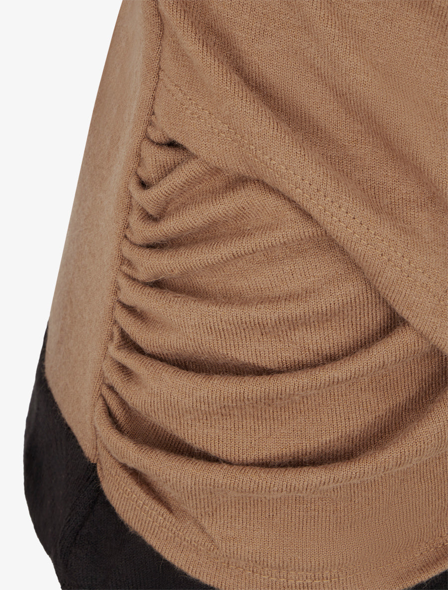 Pull fin uni à boutons décoratifs - Camel - 3