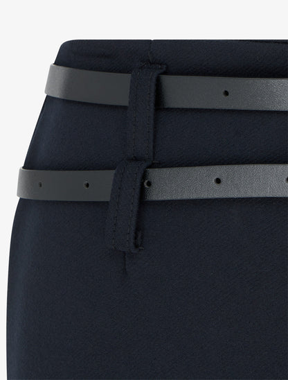 Pantalon ample taille haute à double ceintures - Marine - 3