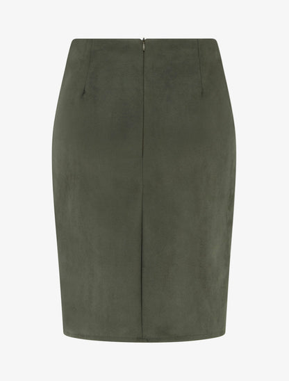 Jupe style portefeuille en suédine - Kaki - 2