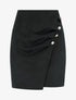 Jupe style portefeuille en suédine à boutons - Noir - 1