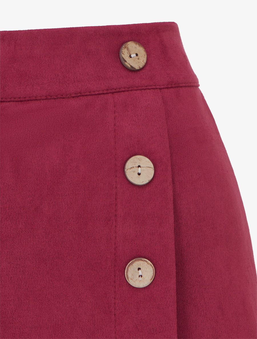 Jupe-short en suédine style portefeuille - Lie de vin - 3