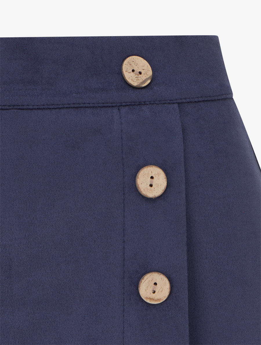 Jupe-short en suédine style portefeuille - Marine - 3