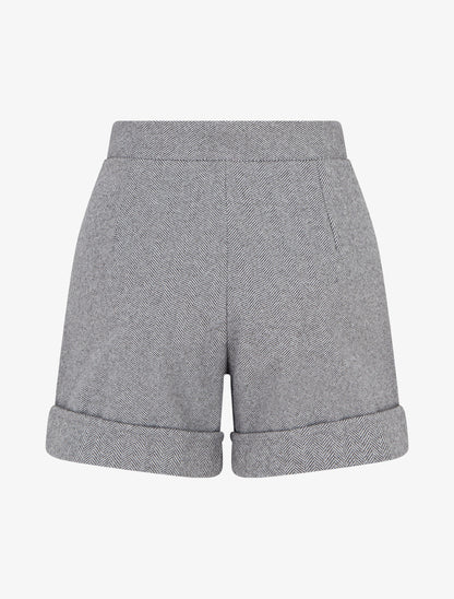Short droit à ourlet et boutons décoratifs - Gris - 2