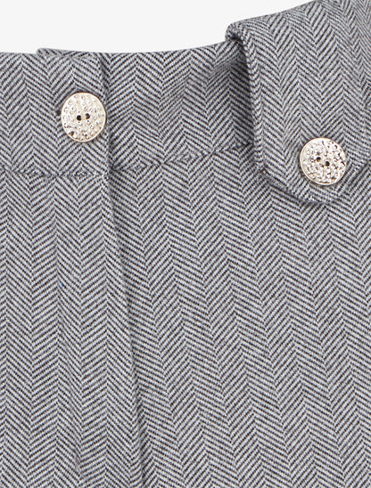 Short droit à ourlet et boutons décoratifs - Gris - 3