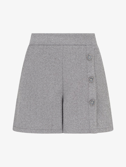 Short en feutrine à taille haute et boutons décoratifs - Gris - 1