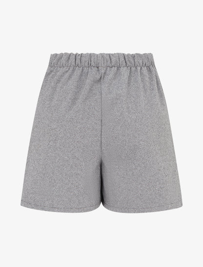 Short en feutrine à taille haute et boutons décoratifs - Gris - 2