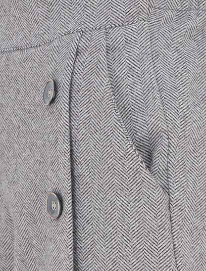 Short en feutrine à taille haute et boutons décoratifs - Gris - 3