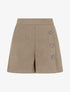 Short en feutrine à taille haute et boutons décoratifs - Beige - 1