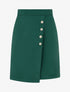 Jupe en suédine style portefeuille à boutons - Vert - 1