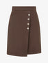 Jupe en suédine style portefeuille à boutons - Marron - 1