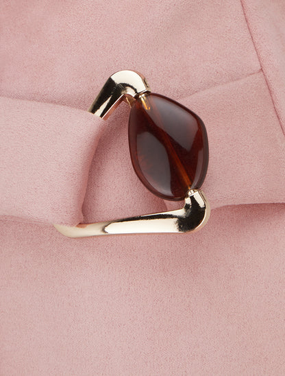 Jupe portefeuille en suédine à boucle bijou - Rose - 3