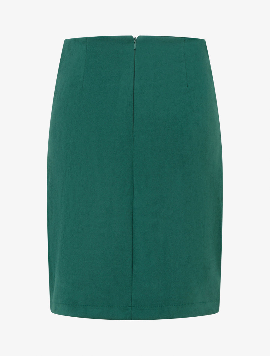 Jupe portefeuille en suédine à boucle bijou - Vert sapin - 2