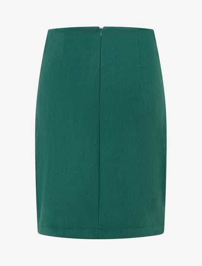 Jupe portefeuille en suédine à boucle bijou - Vert sapin - 2