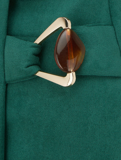 Jupe portefeuille en suédine à boucle bijou - Vert sapin - 3