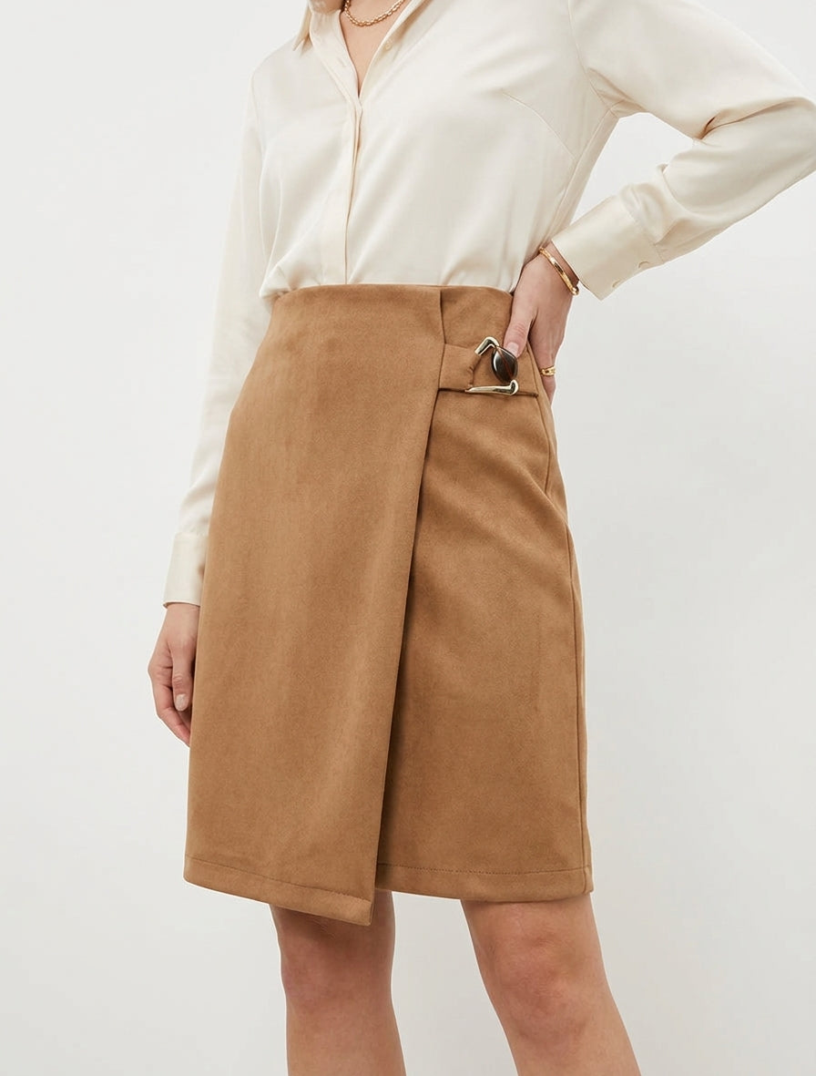 Gonna portafoglio in suede con fibbia gioiello - Chameau