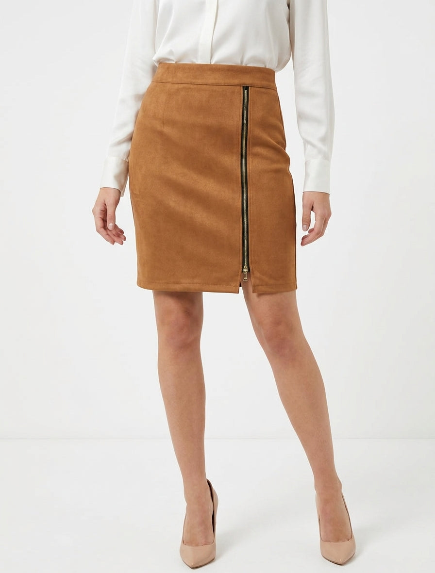 Gonna corta in camoscio con zip decorativa - Chameau