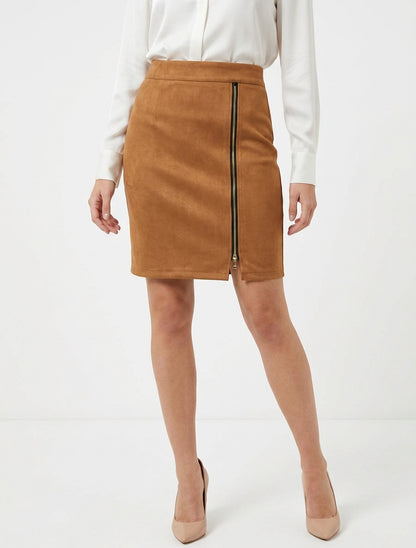 Gonna corta in camoscio con zip decorativa - Chameau