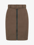 Jupe crayon taille haute en suédine à zip - Marron - 1