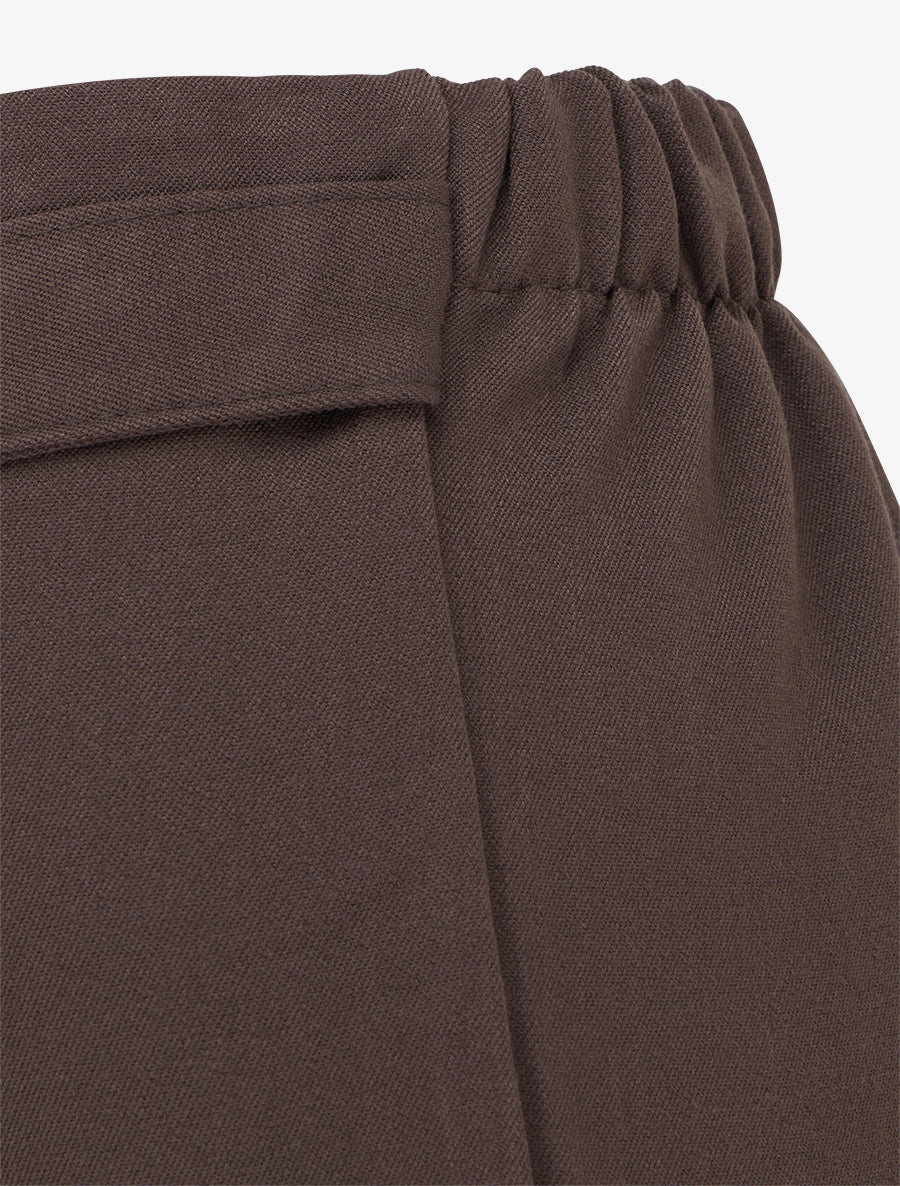 Pantalon ample taille haute à boutons décoratifs - Chocolat - 3
