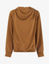 Top boule satiné à col bénitier et boutons - Camel - 1
