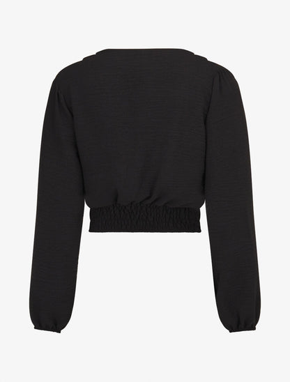 Crop top à col cache-coeur - Noir - 2