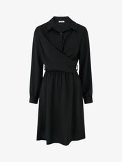 Robe chemise à pan à nouer - Noir - 1