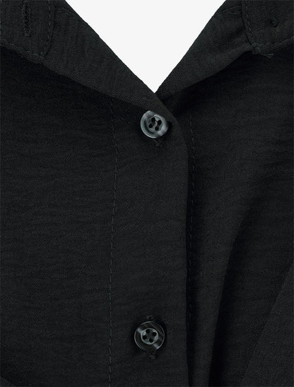 Robe chemise à pan à nouer - Noir - 3