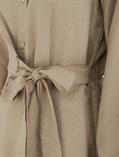 Top manches longues style chemise à nouer - Beige - 3