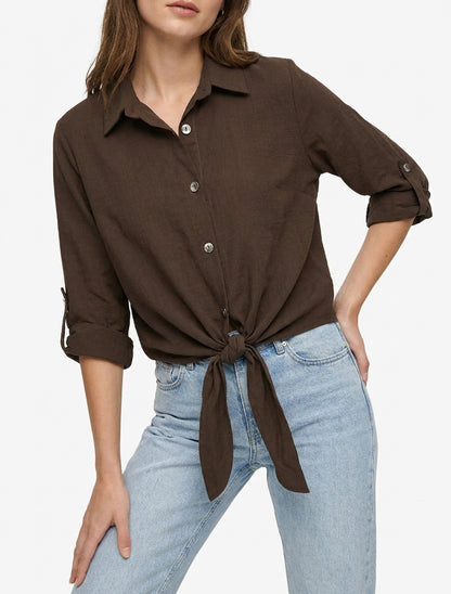 Camicia semplice da annodare - Marrone