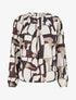 Blouse imprimé rétro à col rond - Marron - 1