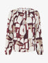 Blouse imprimé rétro à col rond - Bordeaux - 1