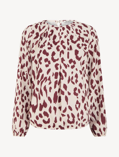 Blouse imprimé vache à col rond - Bordeaux - 1
