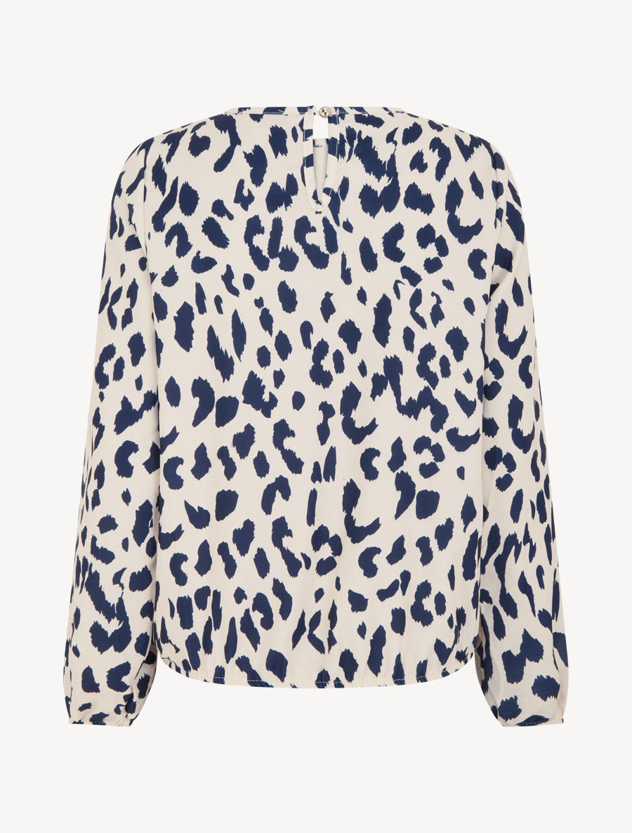 Blouse imprimé vache à col rond - Marine - 2