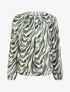 Blouse imprimé abstrait à col rond - Kaki - 1