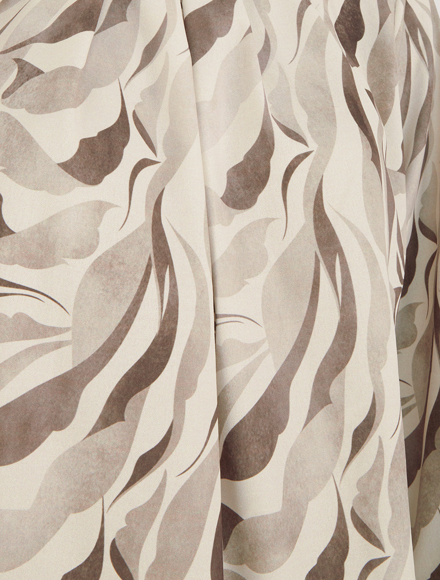 Blouse imprimé abstrait à col rond - Beige - 3