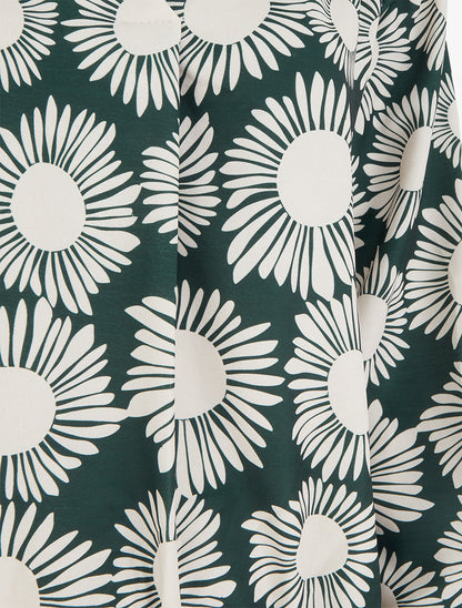 Blouse imprimé fleurs à poignets élastiqués - Vert sapin - 3