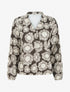 Blouse imprimé fleurs à poignets élastiqués - Marron - 1