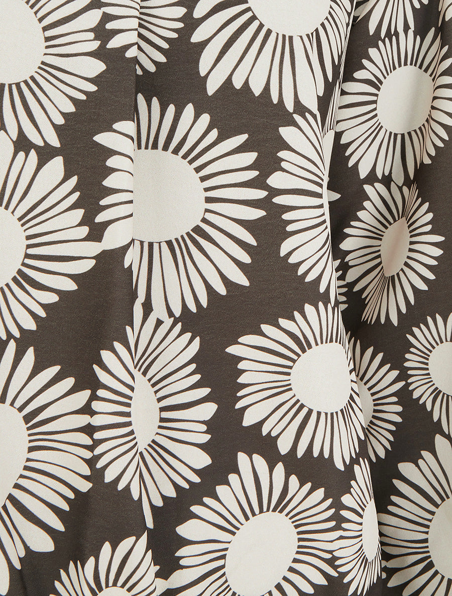 Blouse imprimé fleurs à poignets élastiqués - Marron - 3