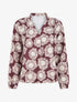 Blouse imprimé fleurs à poignets élastiqués - Prune - 1