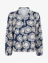 Blouse imprimé fleurs à poignets élastiqués - Marine - 1