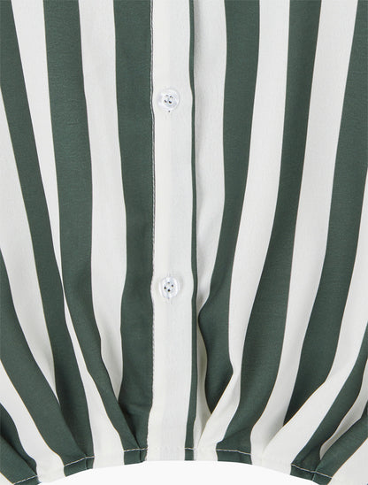 Blouse style chemise à rayures - Kaki foncé - 3