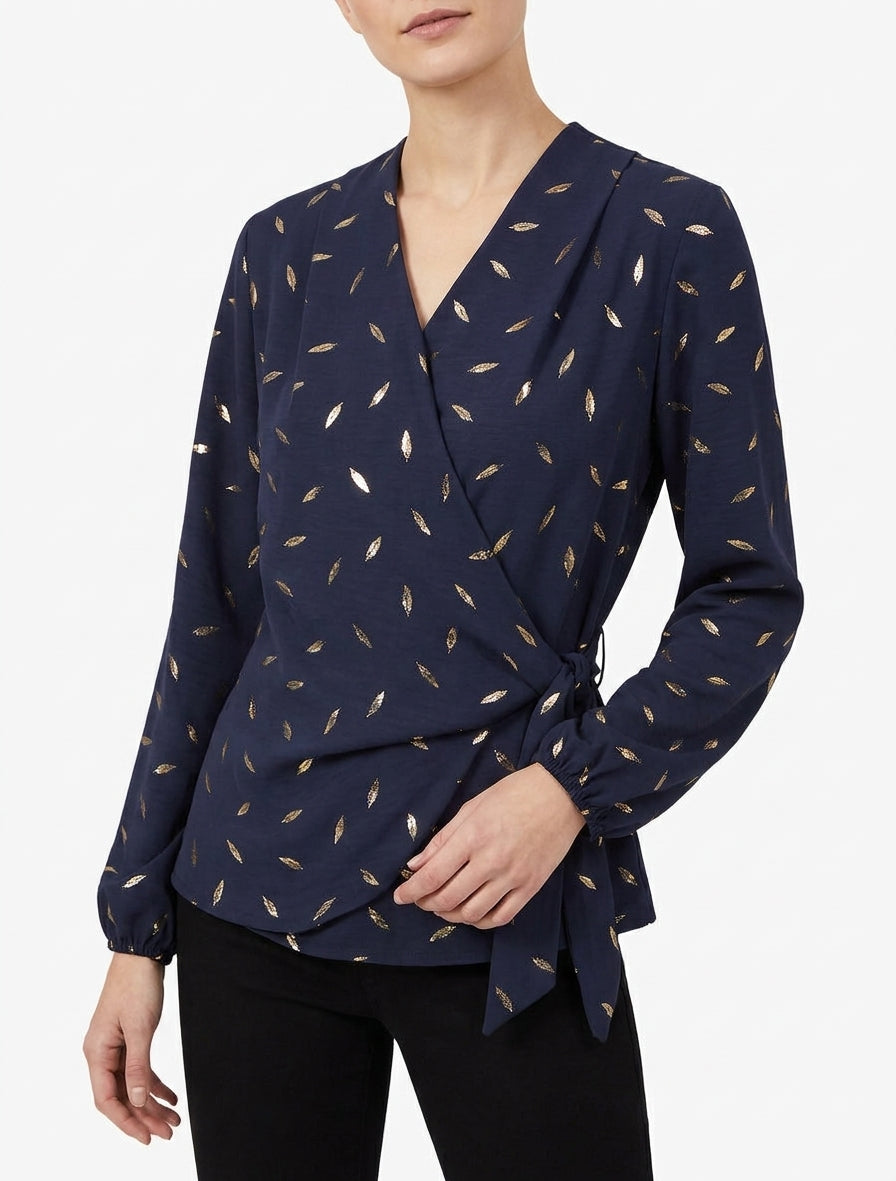 Top stile portafoglio con piume iridescenti - Marina