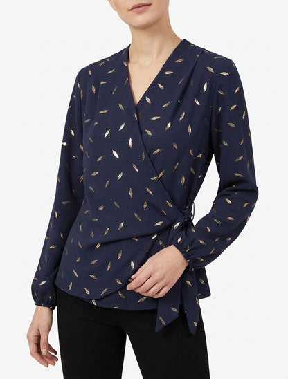 Top stile portafoglio con piume iridescenti - Marina