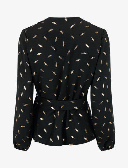 Top style portefeuille à plumes irisées - Noir - 2