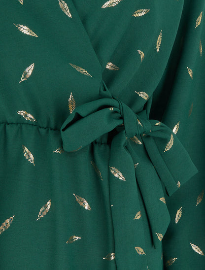 Robe élastiquée à plumes irisées - Vert sapin - 3