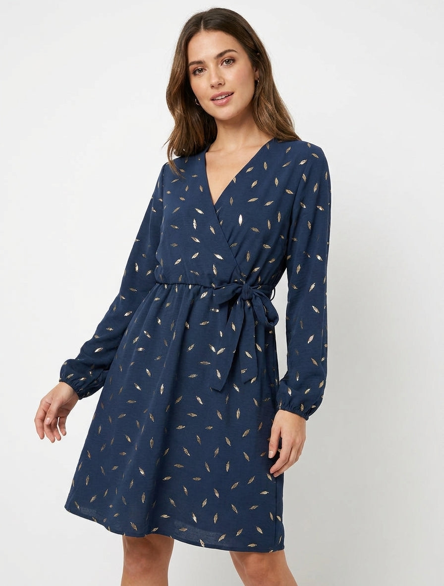 Abito elasticizzato con piume iridescenti - Marina