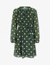Robe à pois évasée à manches longues - Kaki - 1