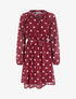 Robe à pois évasée à manches longues - Bordeaux - 1