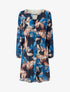 Robe évasée imprimé feuilles fantaisies - Marine - 1